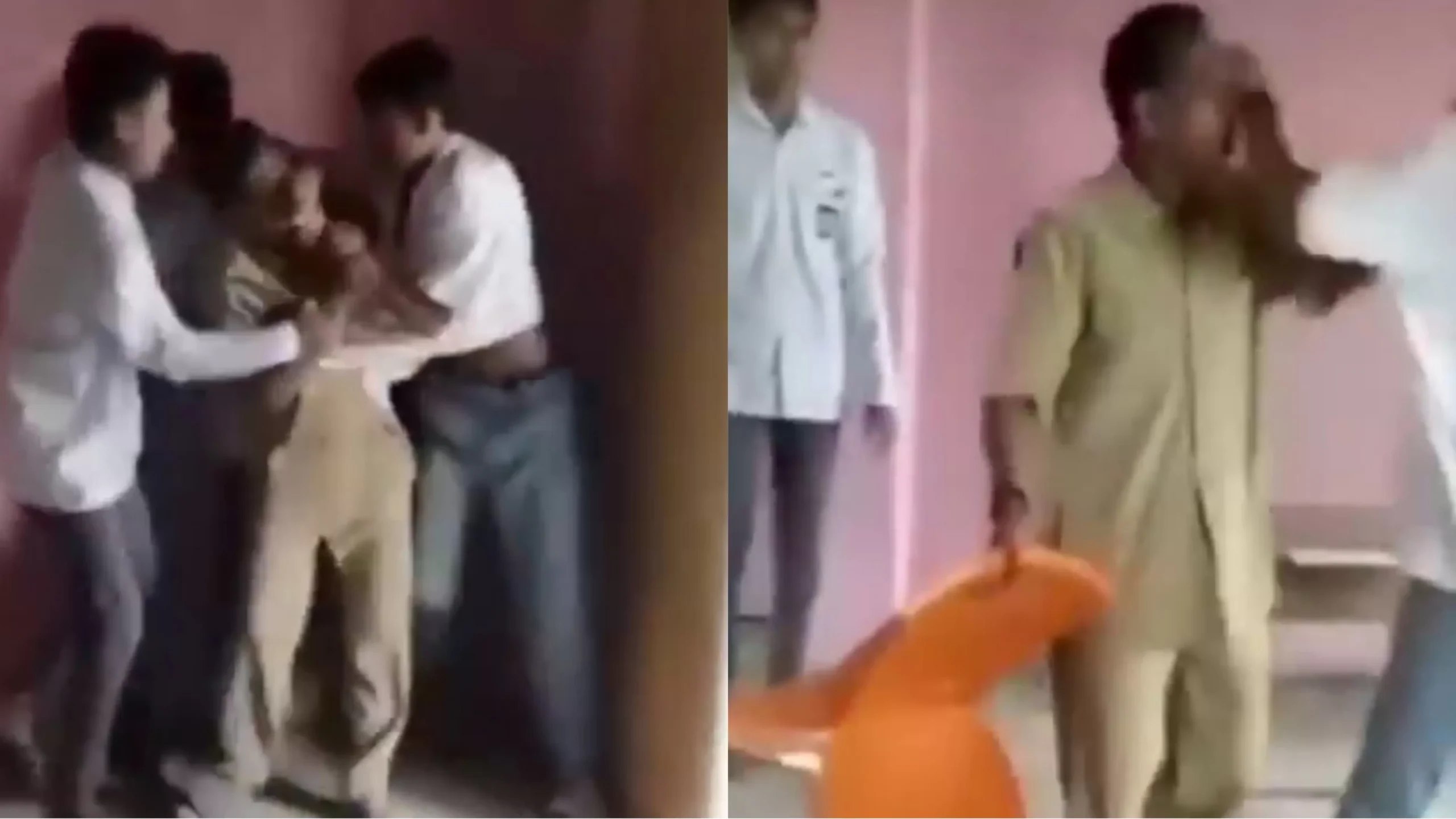 Sumber : Tangkapan layar aksi tiga orang siswa SMA mengeroyok guru di dalam kelas foto : @neverAlonely