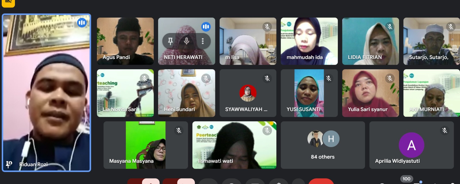 Tangkapan layar doa bersama DPW Asosiasi Guru Pendidikan Agama Islam Indonesia (AGPAII) Provinsi Lampung. (13/2). (Foto: Istimewa)