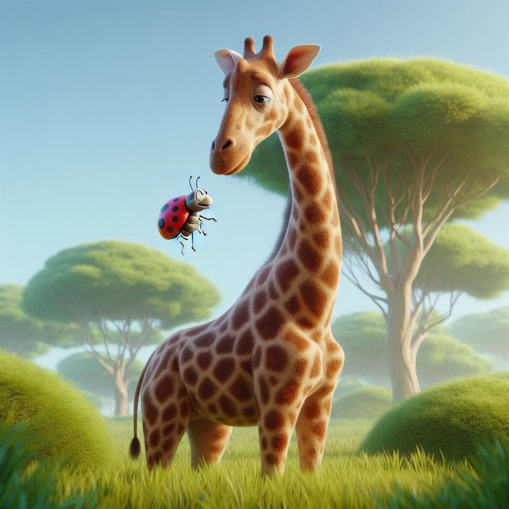 A giraffe and a bedbug