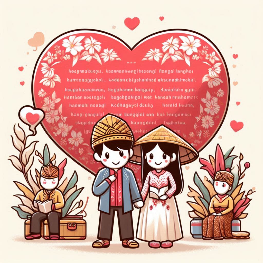 Heart Filter poem illustration with Indonesian people