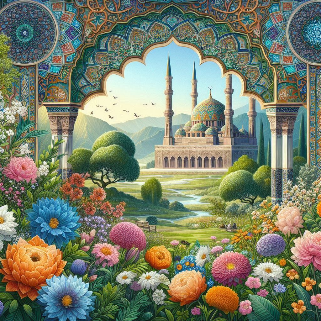 Islamic-themed illustration based on the poem
