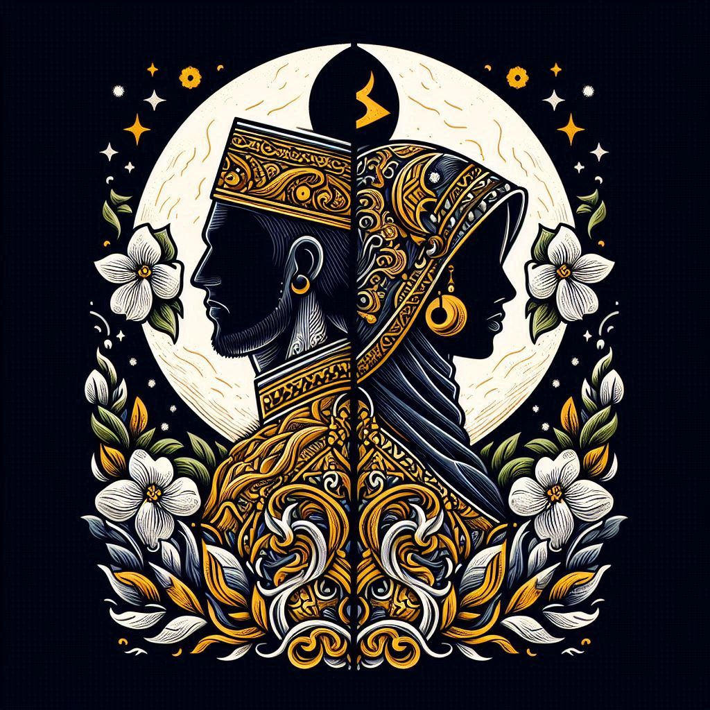 Jiwa Bercabang with religious nuance, no symbols, a man and a woman with divided souls (1)